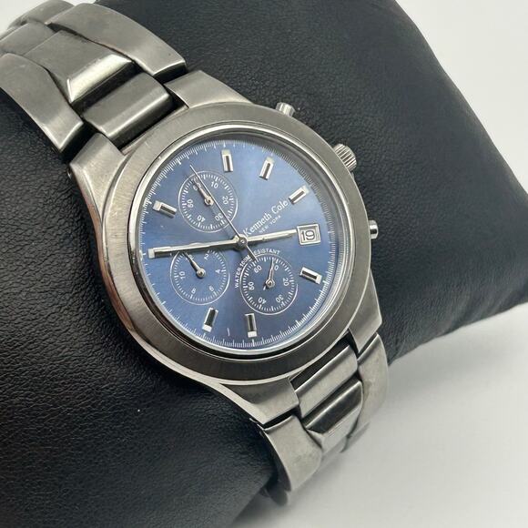 Kenneth Cole KC3179 Men’s Chronograph Watch, 37mm Gray Working New  Battery - Picture 3 of 8